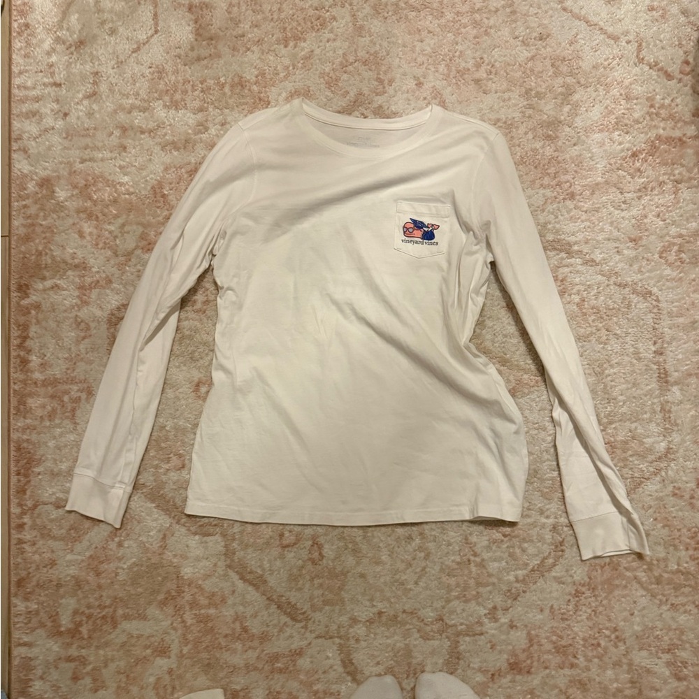 White Long Sleeve Shirt with Logo